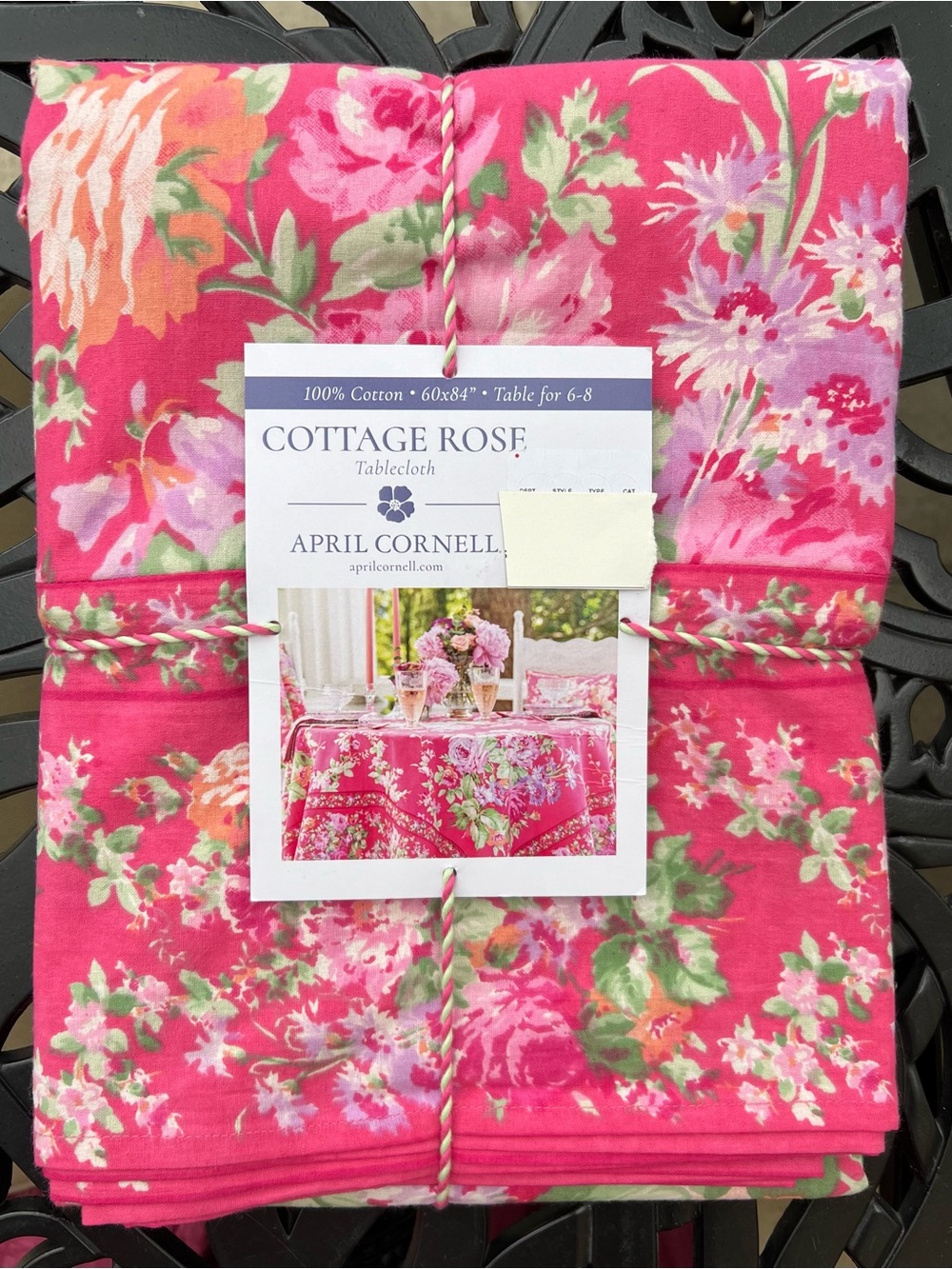 April Cornell Cottage Rose Floral Tablecloth in Bright Pink